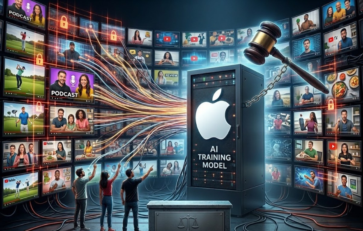 اتهامات لآبل باستخدام محتوى يوتيوب لتدريب نماذج الذكاء الاصطناعي دون إذن