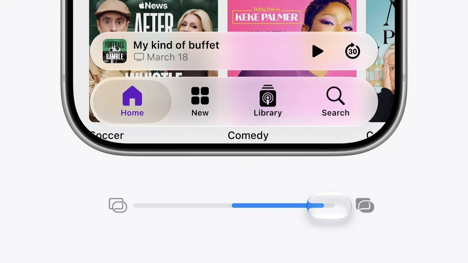 WWDC 2026: آبل تطلق تحسينات لواجهة الزجاج السائل مع إضافة شريط للتحكم
